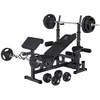 Image de GORILLA SPORTS® Banc de musculation multifonction - Avec kit d'haltères de 100 kg, support pour haltères, traction latte, station de dip, Butterfly, pupitre à curl, curler pour les jambes, réglable,
