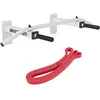 Image de GORILLA SPORTS® Barre de traction - pour mur, antidérapant, avec/sans bande de résistance, max 350 kg, acier, noir/blanc - Pull Up Bar, barre de levage, multifonction (set de tractions blanc)