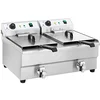 Image de Royal Catering Double friteuse électrique en acier inoxydable (2 x 16 l, 2 x 3200 W, thermostat, 2 x robinet de vidange)