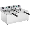 Image de Royal Catering Friteuse Électrique De Restaurant Double Deux Bacs Professionnelle RCTF-13DH (2x 3 200 W, 2x 13 l, Minuterie 60 Min., Cuves Amovibles, Zones Froides, Inox)