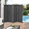 Image de Paravent de Confidentialité Brise-Vue Séparateur à 4 Panneaux Résistant pour Extérieur Intérieur Acier Polyester 215 x 170 cm Gris