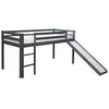 Image de Homestyle4u 1862, lit Enfant Toboggan Sommier Mezzanine Surélevé Superposé Gris Pin 90x200 cm