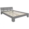 Image de Homestyle4u - 2037- Lit double - En bois de pin - Avec sommier à lattes - 140 x 200 cm - Gris