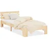 Image de Homestyle4u Lit Simple en Bois 90x200 avec sommier à Lattes Naturel