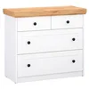 Image de Commode Chêne Blanc en Bois Massif avec 4 Tiroirs Sideboard 92,3 x 82 x 41,8 cm