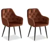 Image de Homestyle4u 2345 Lot de 2 chaises de salle à manger en velours avec accoudoir Marron