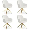 Image de Homestyle4u 2731 Lot de 4 chaises de salle à manger rembourrées avec accoudoirs, pivotantes, beiges, bouclés et dorées