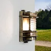 Image de Licht-Erlebnisse Applique murale d'extérieur antique en laiton ondulé 100% inoxydable - Lampe murale d'extérieur pour maison, balcon, terrasse