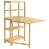 Image de SoBuy FWT70-N klappbarer Esszimmertisch mit Regal Esstisch aus Kautschukholz Klapptisch Küchentisch Schreibtisch Holztisch für Küche, Esszimmer BHT ca.: 98x126x60cm