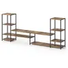 Image de Vicco Meuble tv "Fyrk", Bois antique, 226x93cm, avec des étagères ouvertes pour le rangement des appareils multimédias