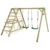 Image de WICKEY Portique de balançoire pour enfants Smart Hike vert - Balançoire & SurfSwing, Portique de balançoire, Balançoire en bois avec annexe à grimper pour les enfants dans le jardin
