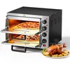 Image de Wiltec Four à Pizza électrique 2 étages   3000 W   570 x 560 x 440 mm   avec Pierre réfractaire alimentaire en cordiérite   Matériel de gastronomie cuisine, Appareil cuisson