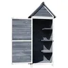 Image de Wiltec Armoire de jardin en bois   Gris   77 x 53 x 179 cm   avec Porte & Toit en pente à pignon   avec Isolation bitumineuse   Jardinage Rangement Outils