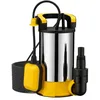 Image de Wiltec Pompe à eau immergée à aspiration plate 900 W   Jusqu’à 1 mm   17000 l/h   Acier inox   Refoulement max. 9 m, profondeur max. 7 m   Interrupteur à flotteur   Pompe submersible Eau propre