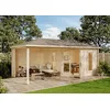 Image de Alpholz Liwa-28 Abri de jardin à 5 angles, en bois massif, épaisseur de paroi : 28 mm, matériel de montage inclus, dimensions : 595 x 300 cm, naturel