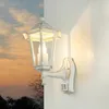 Image de Applique murale d'extérieur avec détecteur de mouvement Verre Aluminium Blanc-Or IP44 Maison B : 17 cm E27 Capteur Lanterne Lampe d'extérieur nostalgique PARIS