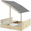 Image de Spielwerk® Bac à sable Toni - Banc - 120 x 120 x 120 cm - En bois d'épicéa naturel - Protection UV - UV50+ - Protection des bords - Pour enfants