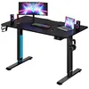 Image de Casaria® Bureau électrique, réglable en hauteur, 110 x 60 x 73 à 118 cm, avec support pour écouteurs, porte-tasse, table de jeu, moderne, aspect carbone, noir