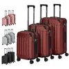 Image de Arebos Set de valises rigides 3 pièces - En ABS - Avec poignée télescopique - Serrure à fermeture éclair - Roulettes à 360° - Tailles M-L-XL, Rouge