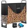 Image de KESSER® Étagère à bois de cheminée en métal Étagère à bois de chauffage extérieure Cadre en acier + couverture & gants Abri à bois de cheminée 200kg - 130x36x117cm