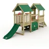 Image de Wickey My First Playground 2 Tour de jeu pour enfant en bois massif imprégné avec toboggan vert et bâche verte