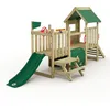 Image de Wickey My First Playground Tour de jeu pour enfant en bois massif imprégné avec toboggan vert et bâche verte