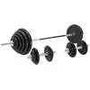 Image de GORILLA SPORTS® Kit d'haltères - 100 kg, barre d'haltère 170 cm, 18 disques d'haltères, en fonte caoutchoutée, 2 haltères 30 mm, 6 fermoirs étoilés, poignée moletée, antidérapante, ensemble d'haltères, poids