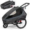 Image de Qeridoo Kidgoo 2 Navy Blue | Remorque de vélo pour 2 enfants | Remorque de vélo pour enfant avec suspension & Easy ARS | Poussette de jogging | Remorque de vélo pliable | Buggy pour enfant 45 l |