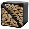 Image de WESTMANN Étagère à bois de cheminée en acier - 57 x 36 x 56 cm - Noir - Étagère à bois de chauffage pour l'intérieur et l'extérieur - Panier à bois de chauffage et support pour bois de cheminée