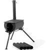 Image de CampFeuer Poêle à bois portable pour tente - 58 x 86 x 240 cm - Noir