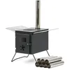 Image de CampFeuer Poêle à bois portable pour tente - 54,5 x 38,5 x 259,5 cm - Noir - Pour camping, extérieur, tente - Chauffage de tente à bois - Fourneau de tente d'extérieur - Accessoires de camping