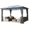 Image de TOOLPORT Tonnelle de jardin 3x4 m structure aluminium - toit polycarbonate env. 8 mm - pavillon gris