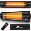 Image de TRESKO Radiateur infrarouge, 2500 W, avec télécommande, pour terrasse, électrique, avec 3 niveaux de chauffage, pour l'intérieur et l'extérieur, avec affichage LED
