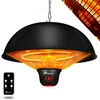 Image de TRESKO Radiateur de plafond infrarouge - 1500 W - Télécommande - Écran LED - Radiateur électrique - 3 niveaux de chaleur (noir)