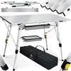 Image de KESSER Table de camping pliable cadre en aluminium plateau enroulable hauteur réglable 90x53 cm 100 kg sac de transport avec dragonne sac en filet argenté
