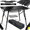 Image de KESSER® Table de Camping Pliante Pliable | Table avec Cadre Aluminium et Plateau Enroulable | Réglage de Hauteur et Sac de Transport, 90 x 53cm - 30 kg, Noir