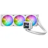 Image de Prime LC ARGB White Edition all-in-one CPU liquid cooler with vast CPU contact area and finned channels, water block with infinity mirror lens options, integrated ARGB fans and Aura lighting.