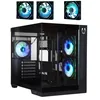 Image de BitFenix Triton Boîtier PC Gaming à double chambre en verre trempé noir panoramique   Connexion inversée compatible avec la carte mère mATX   3 ventilateurs ARGB Infinity Mirroring (2 x revers)   360
