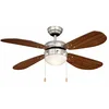 Image de aireRyder Classic - Ventilateur de Plafond Silencieux Nickel Brossé & Noyer - 3 Vitesses, Modes Été/Hiver, Installation Facile sur Plafond Inclinés - Design Intemporel pour Salon, Chambre, Bureau
