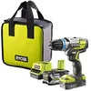 Image de RYOBI - Perceuse-Visseuse à Percussion Brushless 18V ONE+ - Mandrin Métal 13 mm, Couple 60 Nm, 440-1700 Tr/Min, 2 Batteries Lithium+ 1x 5,0Ah / 1x 2,0Ah, Chargeur 2,0A, Sac de Transport - R18PDBL-252S