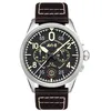 Image de AVI-8 pour Homme 42 mm Spitfire Lock chronographe à Quartz Japonais Montre Pilote avec Bracelet en Cuir AV-4089, Vert, Sangle
