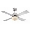 Image de Athena 78010 Ventilateur de plafond avec lampe simple et quatre ailettes en nickel vieilli avec verre opale 105 cm