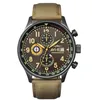 Image de AVI-8 pour Homme 42 mm Hawker Hurricane Classique chronographe Pilote Japonais Montre à Quartz avec Bracelet en Cuir AV-4011, Dark Earth, sangle