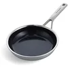 Image de KitchenAid Multiply Stainless Steel Poêle à frire antiadhésive en céramique multicouche en acier inoxydable sans PFAS, 20 cm, Induction, Multi Clad, Lavable au lave-vaisselle, Va au four, Argent
