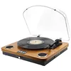 Image de AKAI - Tourne-disque Bluetooth, platine vinyle vintage 33/45/78 tr/min, haut-parleurs stéréo intégrés, enregistrement en vinyle, USB, sortie audio RCA, lecteur de cartes SD, bois naturel