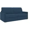 Image de Vente-unique-Canapé 3 places convertible express en tissu bleu foncé - Couchage à lattes larges 140 cm - Matelas 14 cm CALIFE