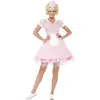 Image de Smiffys Costume de Serveuse des années 50, avec Robe et Mini-Chapeau,rose, S