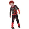 Image de Smiffys Costume clown zombie deluxe, Rouge & Vert, avec masque en latex, haut & pantalon Déguisement-Enfant, SM44293/L, Rouge/Vert, L