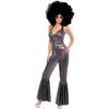 Image de Smiffys Costume de diva disco, combinaison pantalon évasé argenté