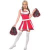 Image de Smiffys Costume de pom-pom girl, rouge avec robe et pompons, icônes et idoles, costume pour adulte, Rouge, XS